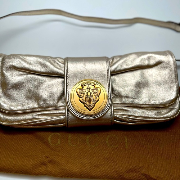 Authentic Gucci Hysteria Gold Leather Clutch Bag - Picture 1 of 6